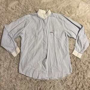 Women’s Size 40 Blue/White Equiline Long Sleeve Horseback Riding Show Shirt